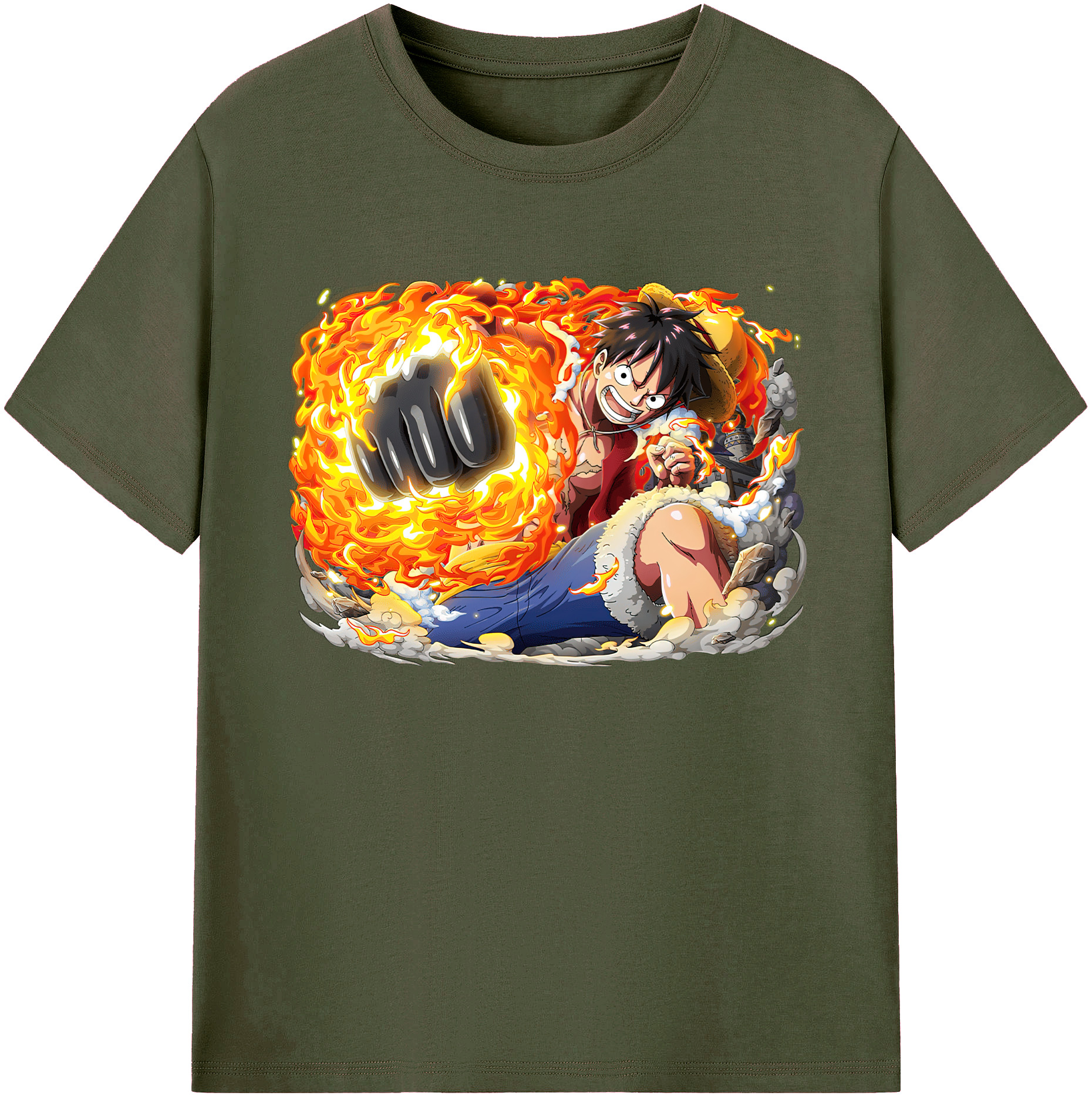 ワンピース モンキー・D・ルフィ ONE PIECE Monkey D. Luffy 綿100％ メンズ半袖Tシャツ｜肌触りやわらか＆通気性